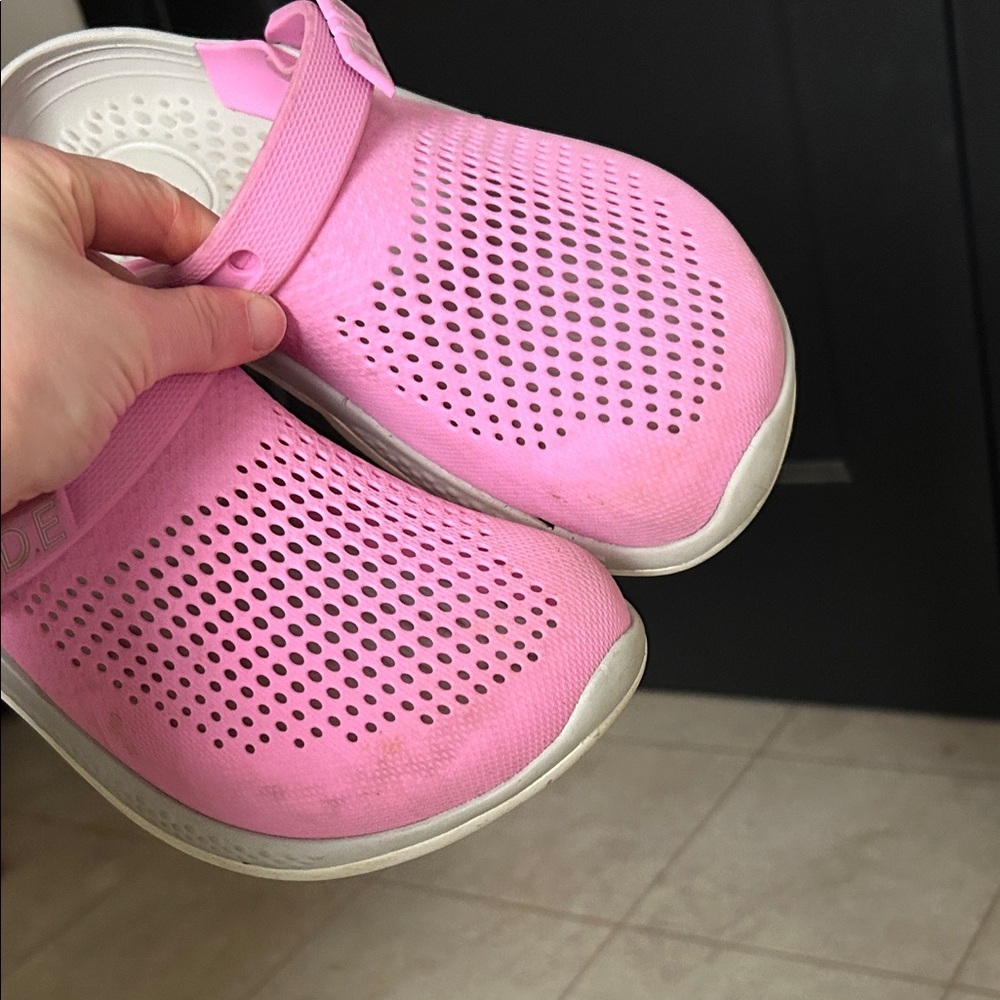 CROCS Pink Perforated Slip-Ons - Picture 2 of 4